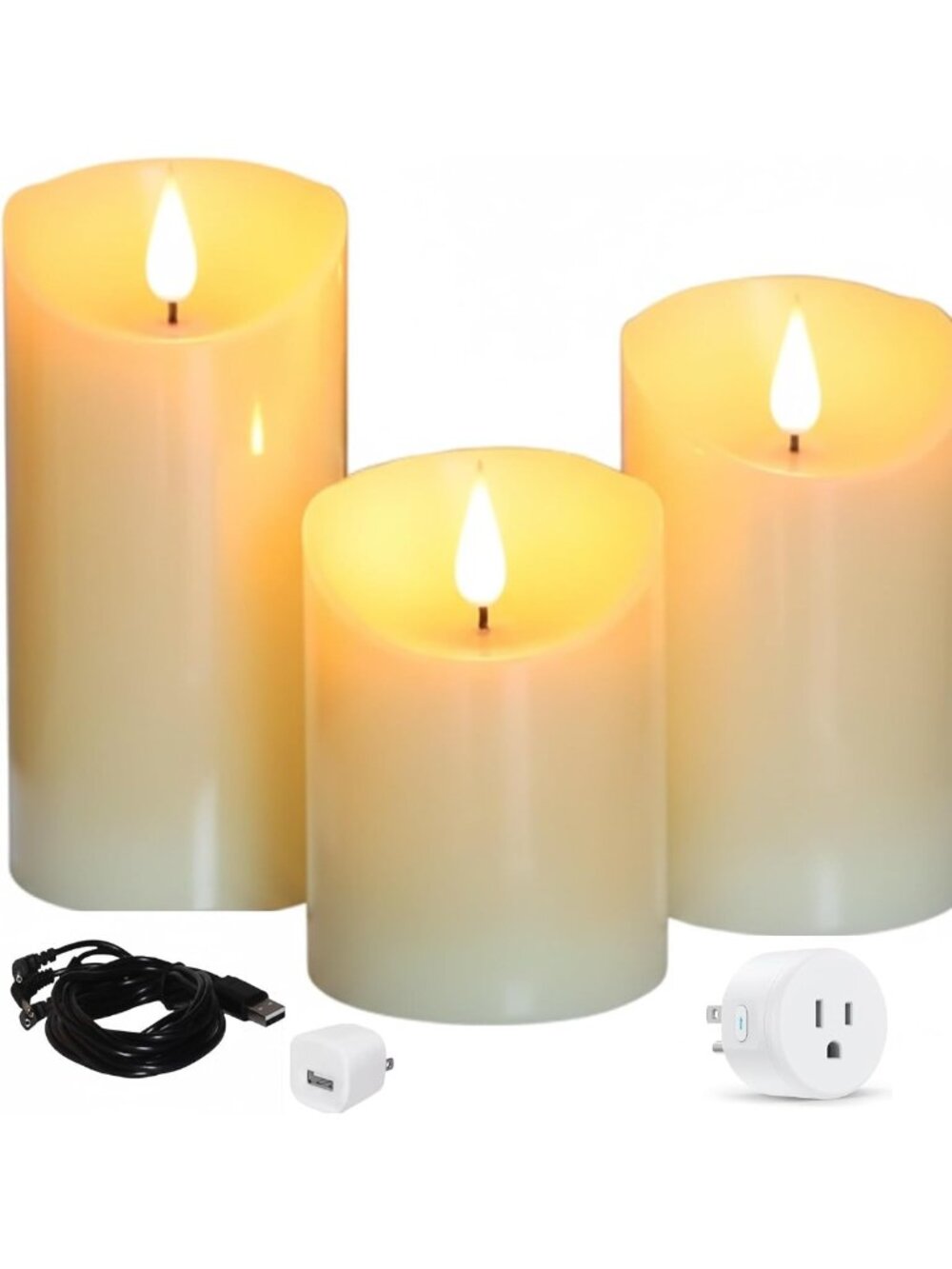 Realistic Flickering Flameless LED Candles - USB Powered, Smart Home Compatible